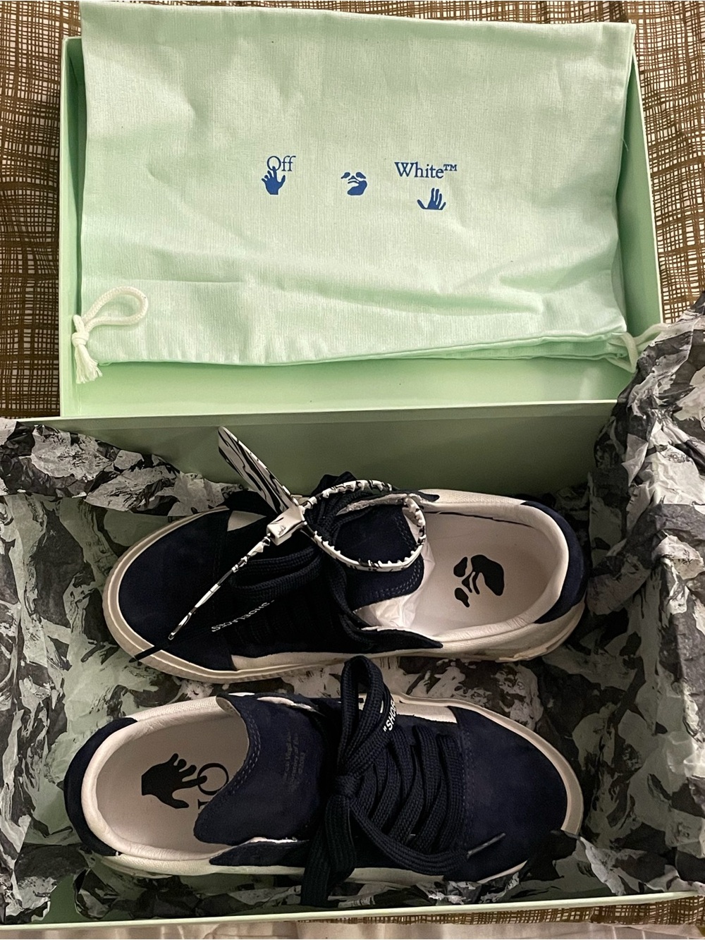 Off-White Vulc Low Navy Blue & White Sneaker Women’s Size US 6/ EU 36 *AUTHENTIC - Picture 5 of 16